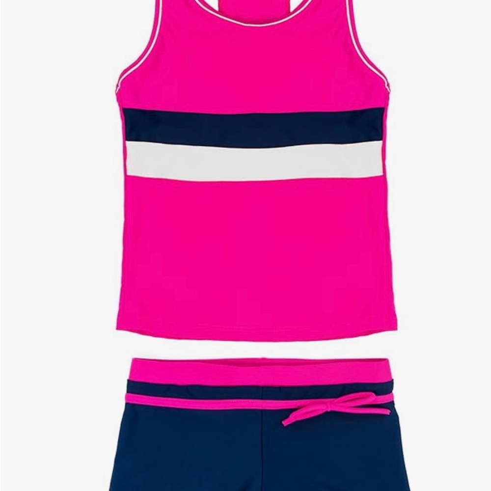 Uhnice Girls 12Y-13Y Red Swimsuit Two Piece Tankini Swimwear with Boyshort
